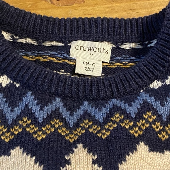 Crewcuts Boys Fair Isle Polar Bear Sweater Navy Blue 100% Cotton Size S 6-7 - Picture 4 of 9